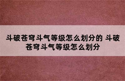 斗破苍穹斗气等级怎么划分的 斗破苍穹斗气等级怎么划分